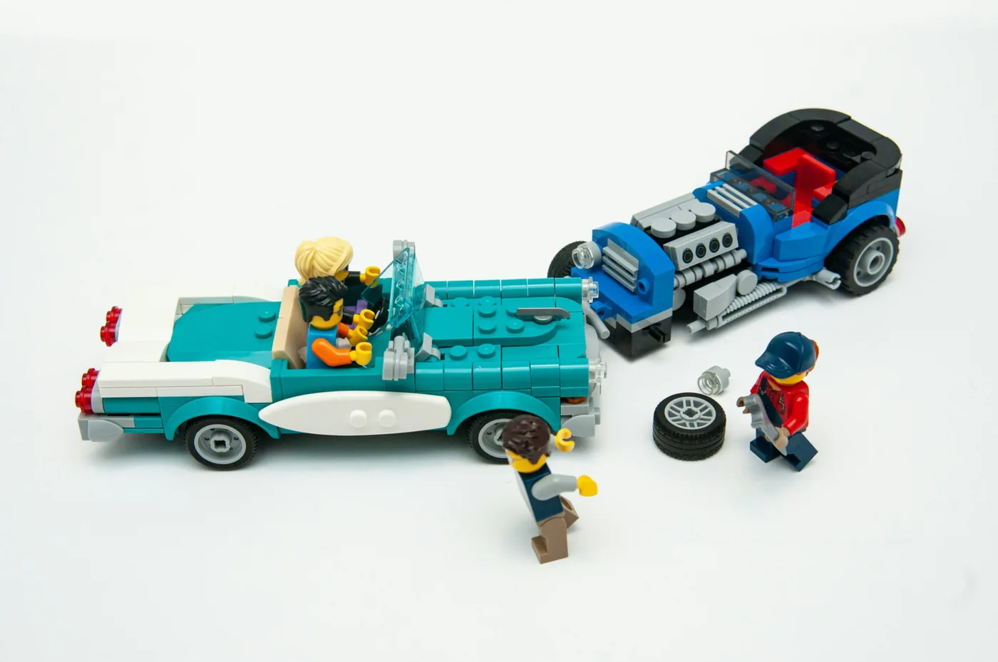 Toy cars arranged to represent a car accident scene